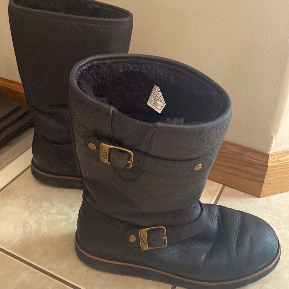 Ugg Black leather Tall Winter Boots